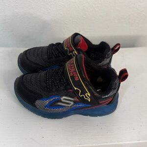 Skechers S-Lights Light-Up Sneakers Black Blue Red Toddler 7